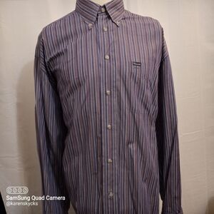 𝅺FACONNABLE Long Sleeve Striped Button Down Shirt Men's Size XL